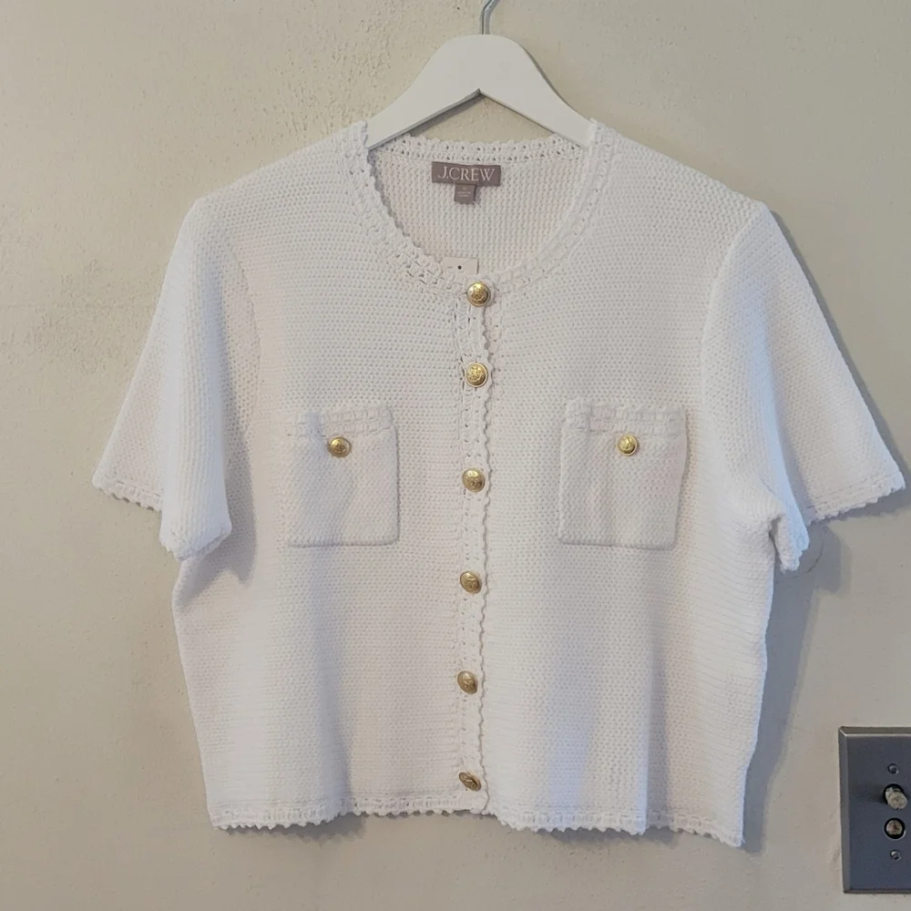J.Crew Short Sleeve Sweater Lady Jacket - white - Picture 5 of 10